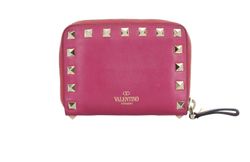 Valentino Small Rockstud Zipped Wallet, Leather, Pink, PRM358, 2*